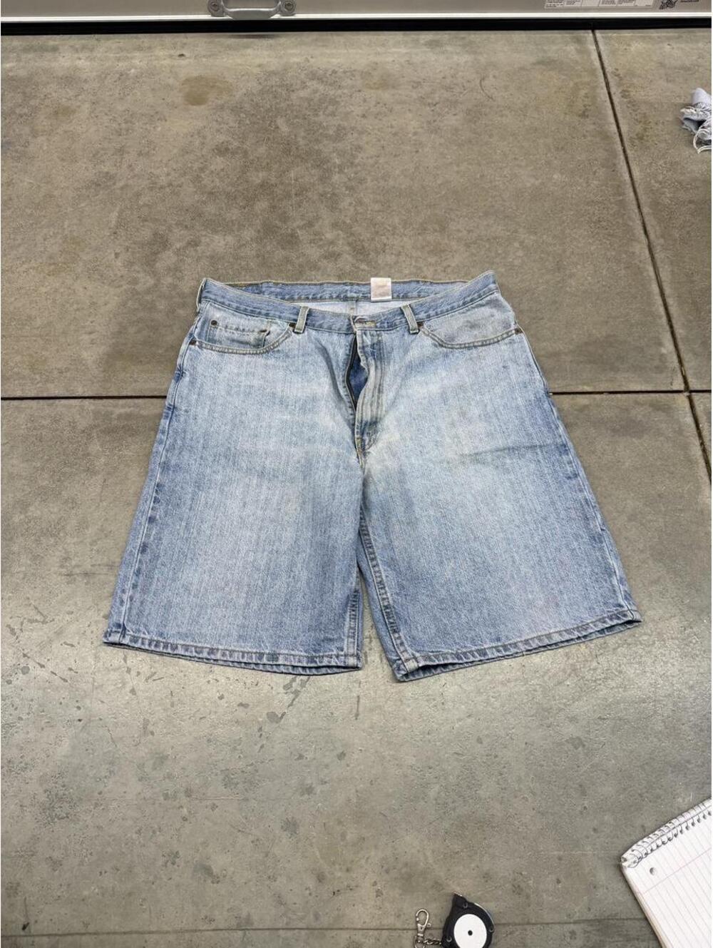 vintage levis 550 faded blue relaxed baggy fit jean shorts jorts size 38 - Picture 3 of 4